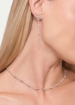 Lana14K White Gold Fancies Curve Link Necklace with Diamonds, 16"L