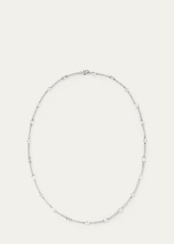 Lana14K White Gold Fancies Curve Link Necklace with Diamonds, 16"L