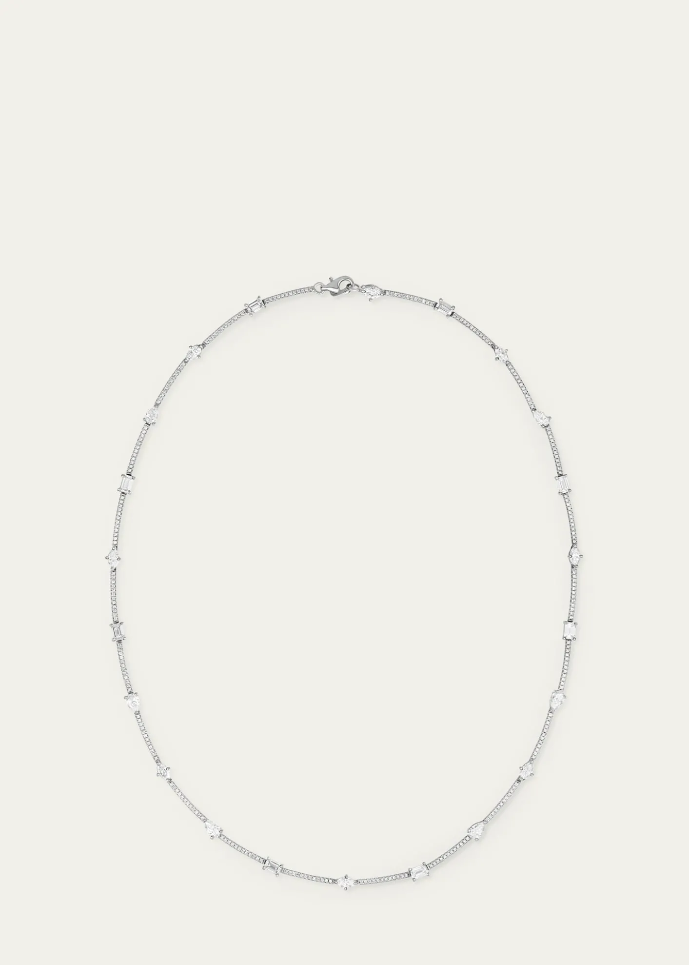 Lana14K White Gold Fancies Curve Link Necklace with Diamonds, 16"L