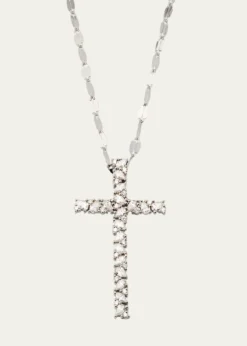Lana14K White Gold Multi Fancies Diamond Cross Pendant Necklace