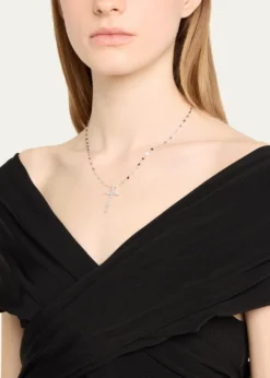 Lana14K White Gold Multi Fancies Diamond Cross Pendant Necklace