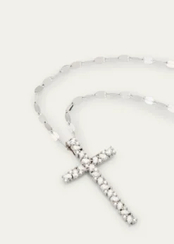 Lana14K White Gold Multi Fancies Diamond Cross Pendant Necklace