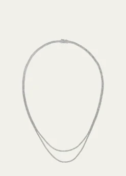 Lana14K White Gold Skinny Double Strand Diamond Tennis Necklace, 15"L