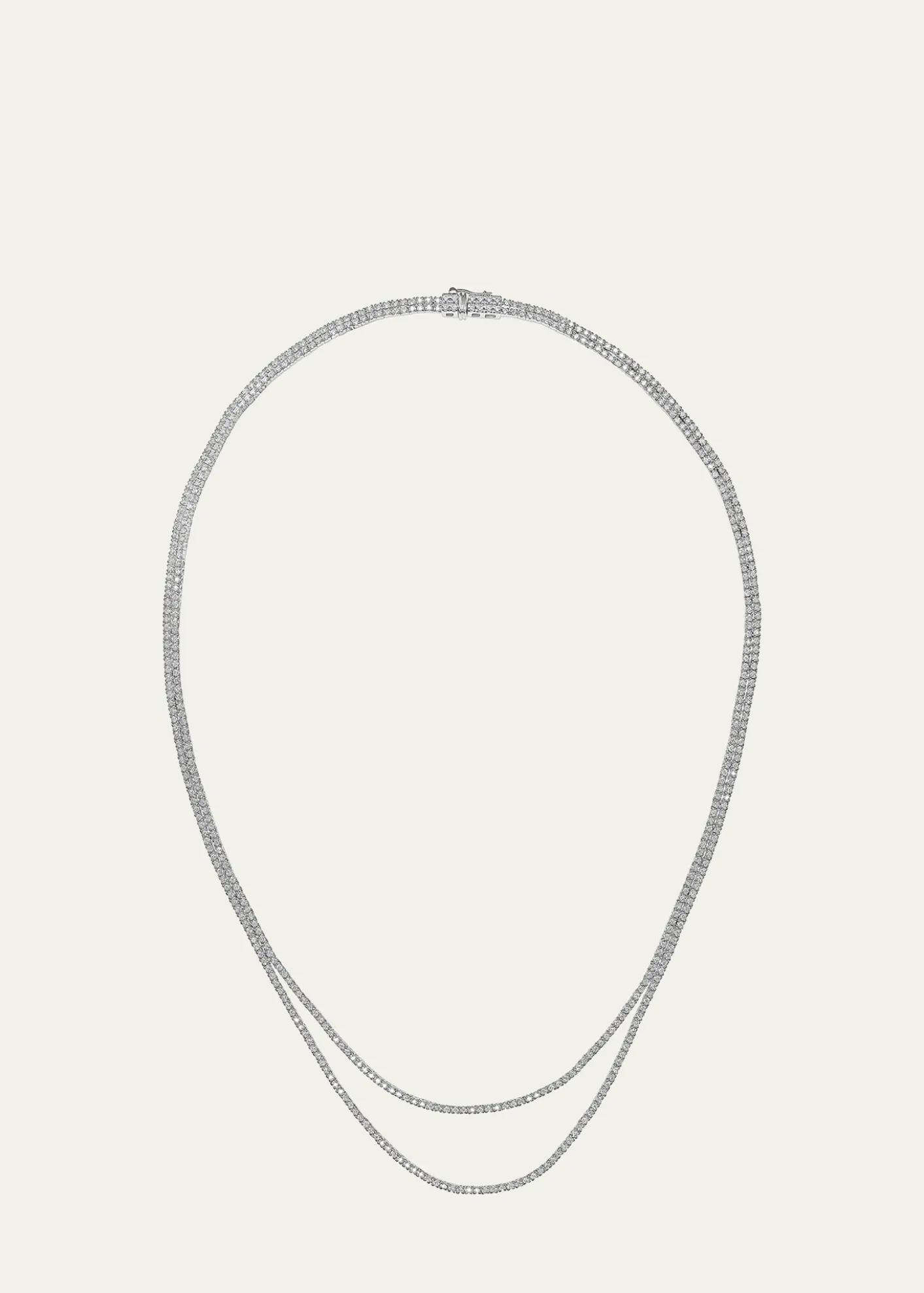 Lana14K White Gold Skinny Double Strand Diamond Tennis Necklace, 15"L