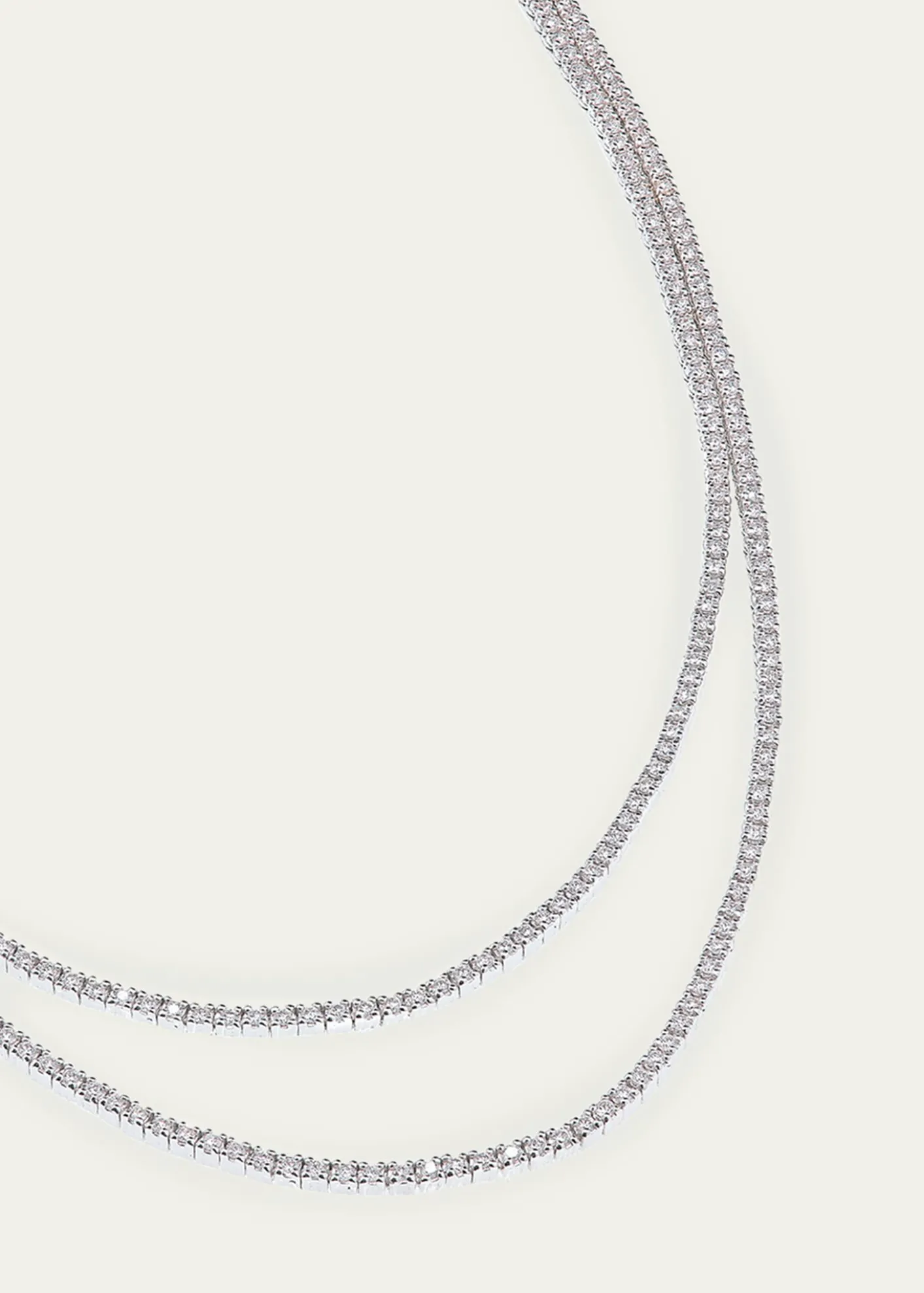 Lana14K White Gold Skinny Double Strand Diamond Tennis Necklace, 15"L