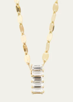 Lana14K Yellow Gold Baguette Diamond Vertical Pendant Necklace