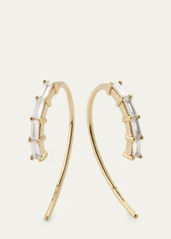 Lana14K Yellow Gold Baguette Diamond Mini Hooked on Hoop Earrings