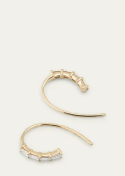 Lana14K Yellow Gold Baguette Diamond Mini Hooked on Hoop Earrings