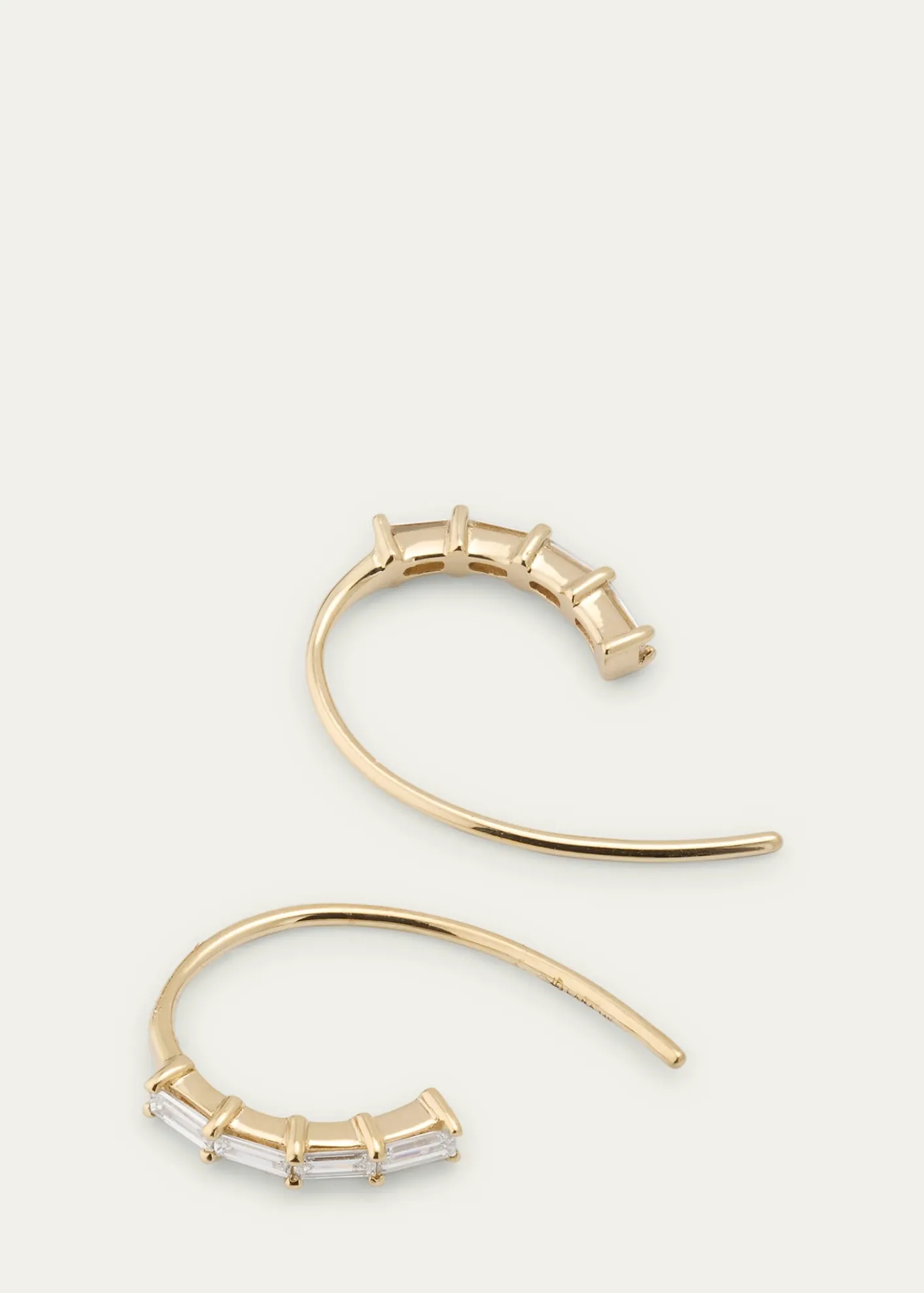 Lana14K Yellow Gold Baguette Diamond Mini Hooked on Hoop Earrings