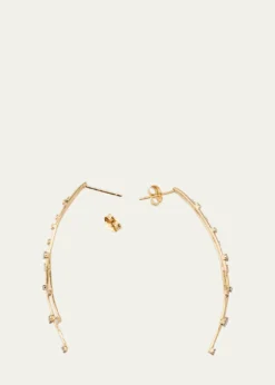 Lana14K Yellow Gold Curved Crossover Solo Linear Diamond Earrings