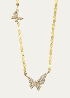 Lana14K Yellow Gold Flawless Double Butterfly Necklace with Diamonds