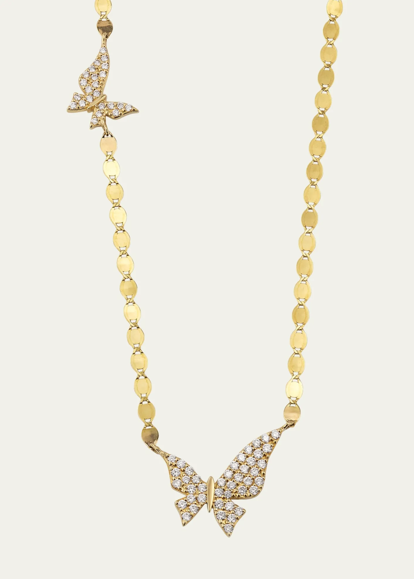 Lana14K Yellow Gold Flawless Double Butterfly Necklace with Diamonds