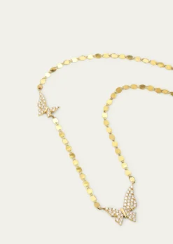Lana14K Yellow Gold Flawless Double Butterfly Necklace with Diamonds