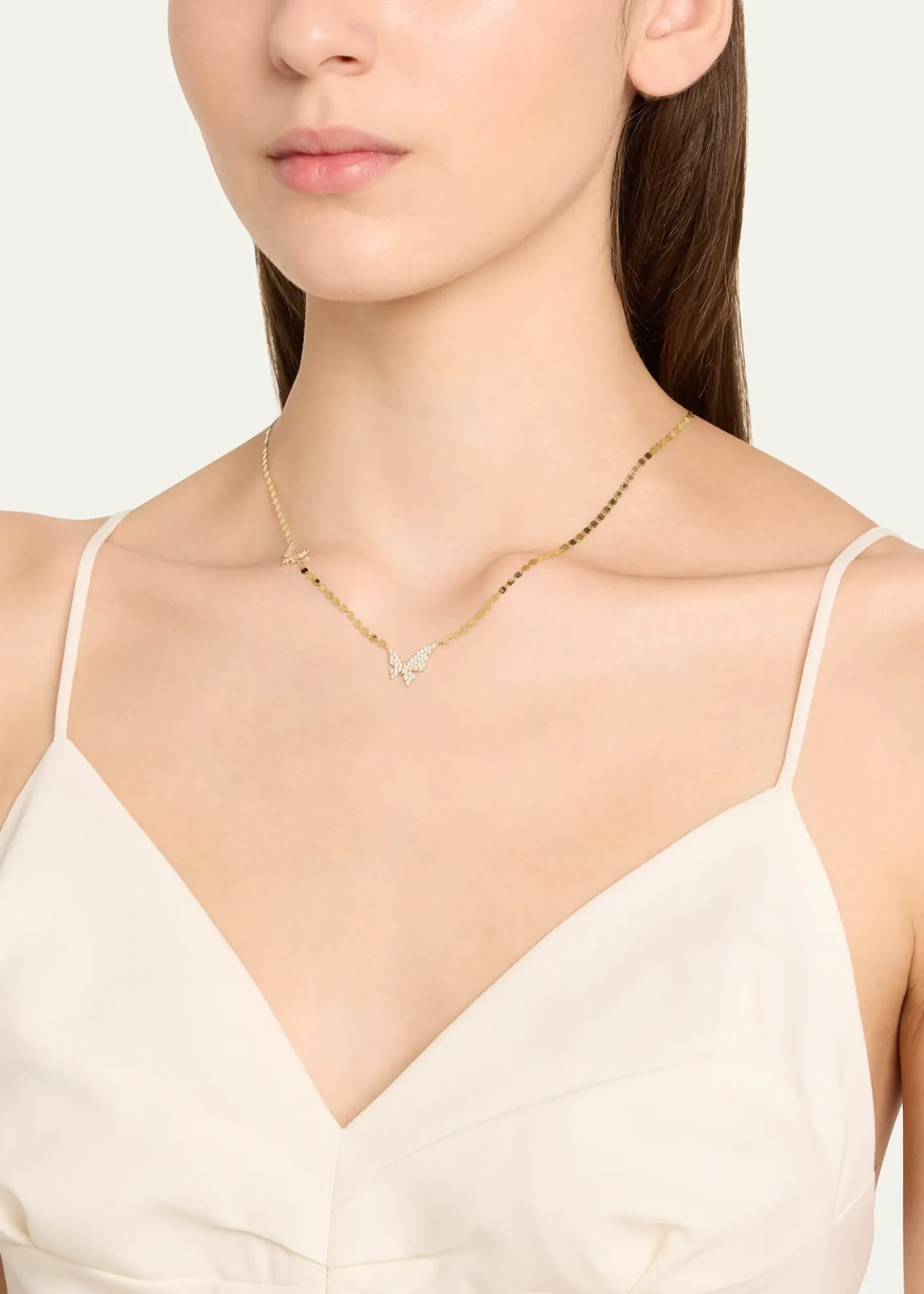 Lana14K Yellow Gold Flawless Double Butterfly Necklace with Diamonds