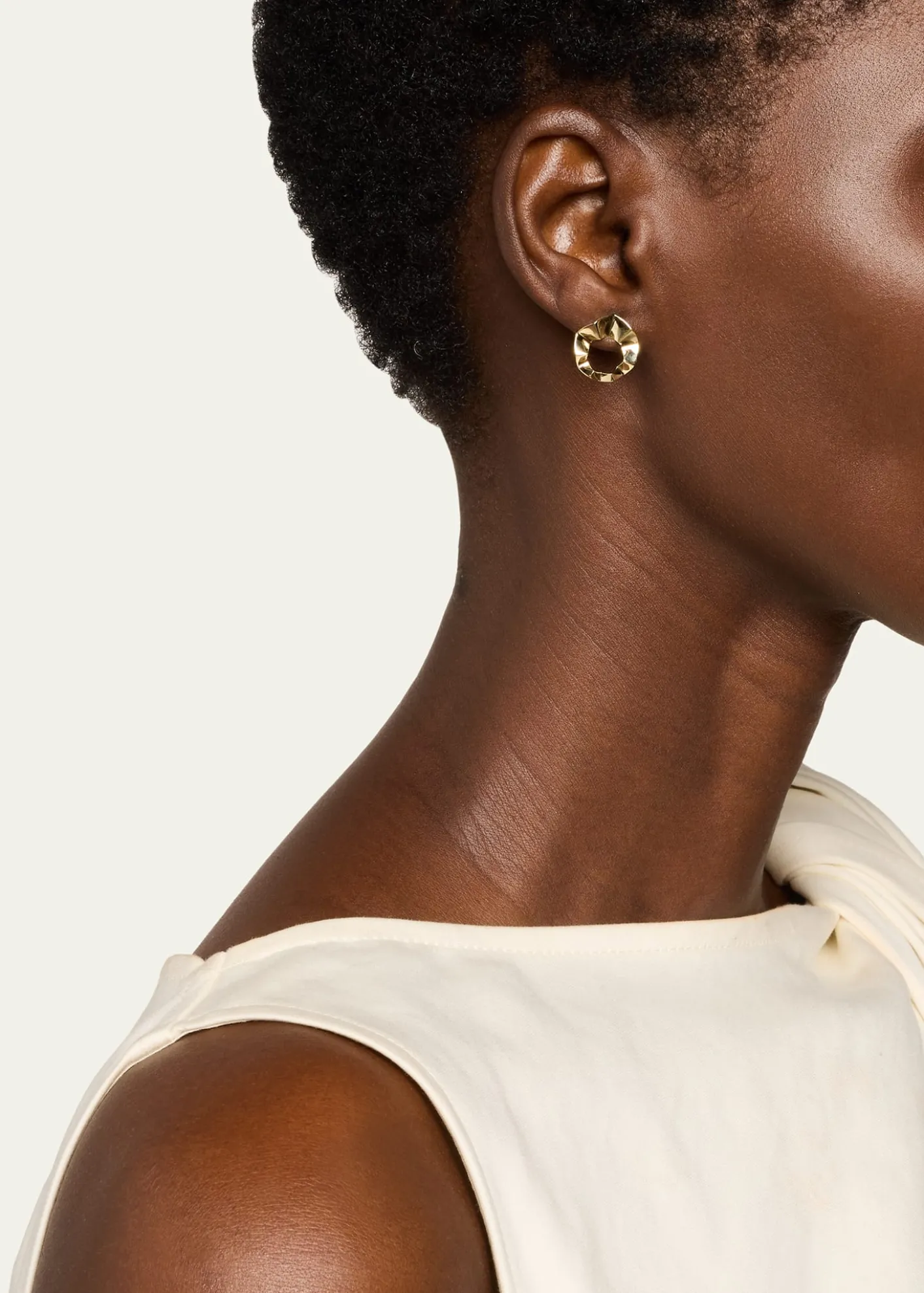Lana14K Yellow Gold Geometric Crinkle Stud Earrings