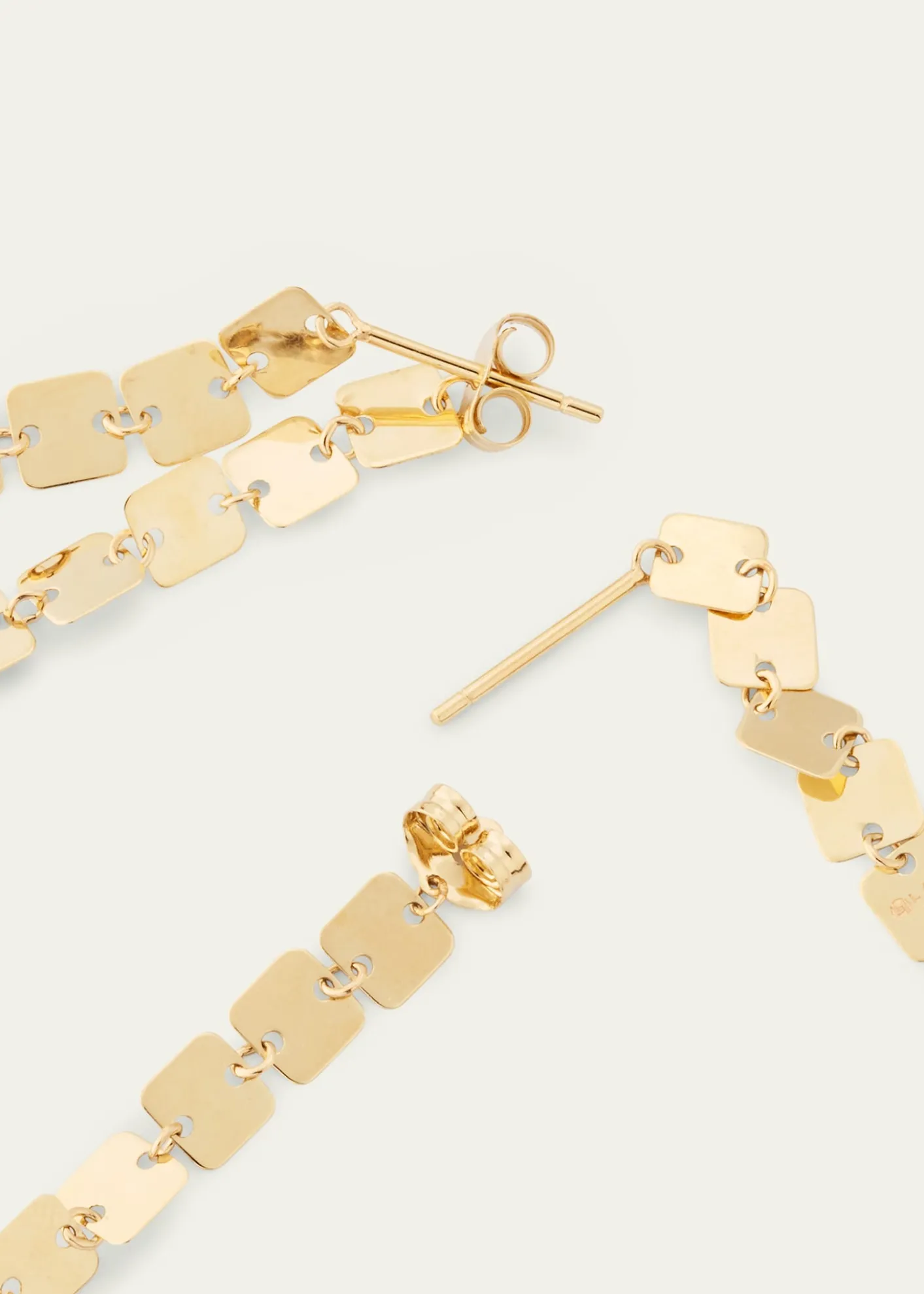 Lana14K Yellow Gold Laser Square Chain Linear Earrings