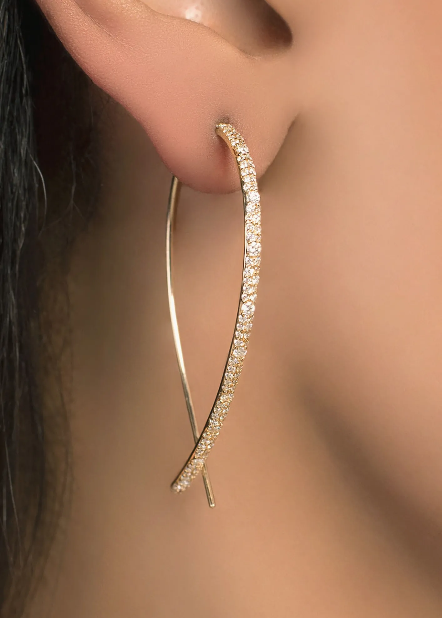 Lana14K Yellow Gold Mega Flawless Upside Down Diamond Hoop Earrings, 50mm