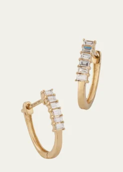 Lana14K Yellow Gold Mini Baguette Diamond Huggie Earrings