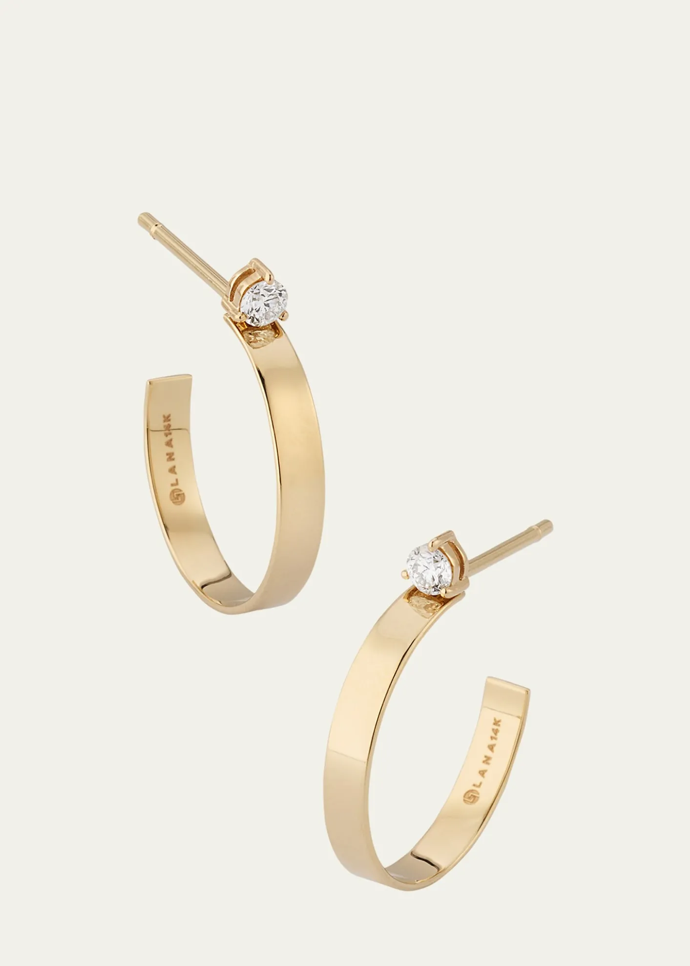 Lana14K Yellow Gold Mini Solo Diamond Huggie Earrings