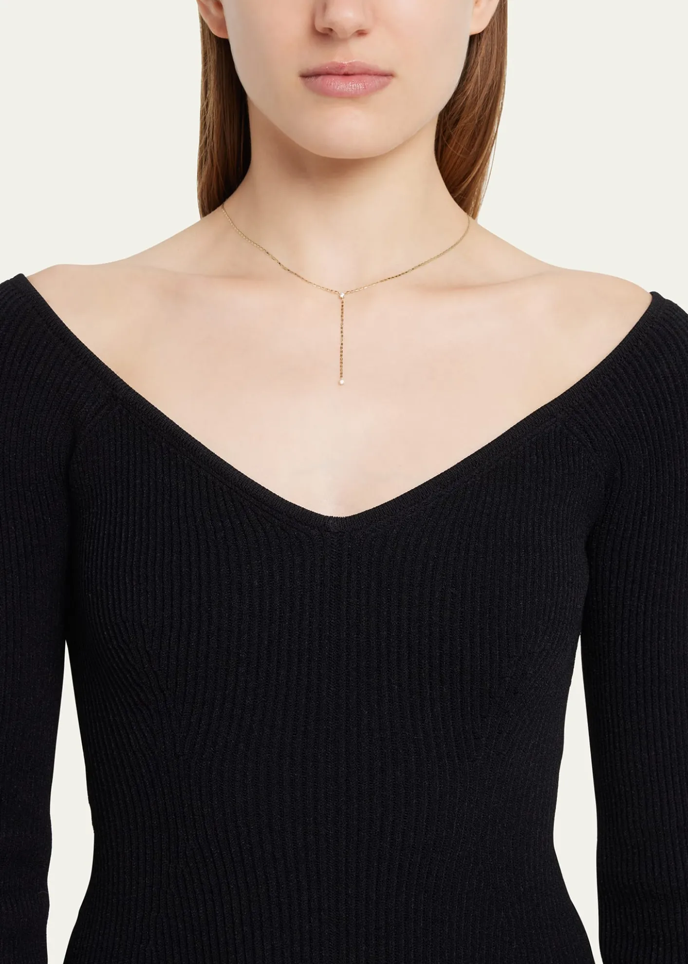 Lana14K Yellow Gold Petite Nude Diamond Solo Lariat