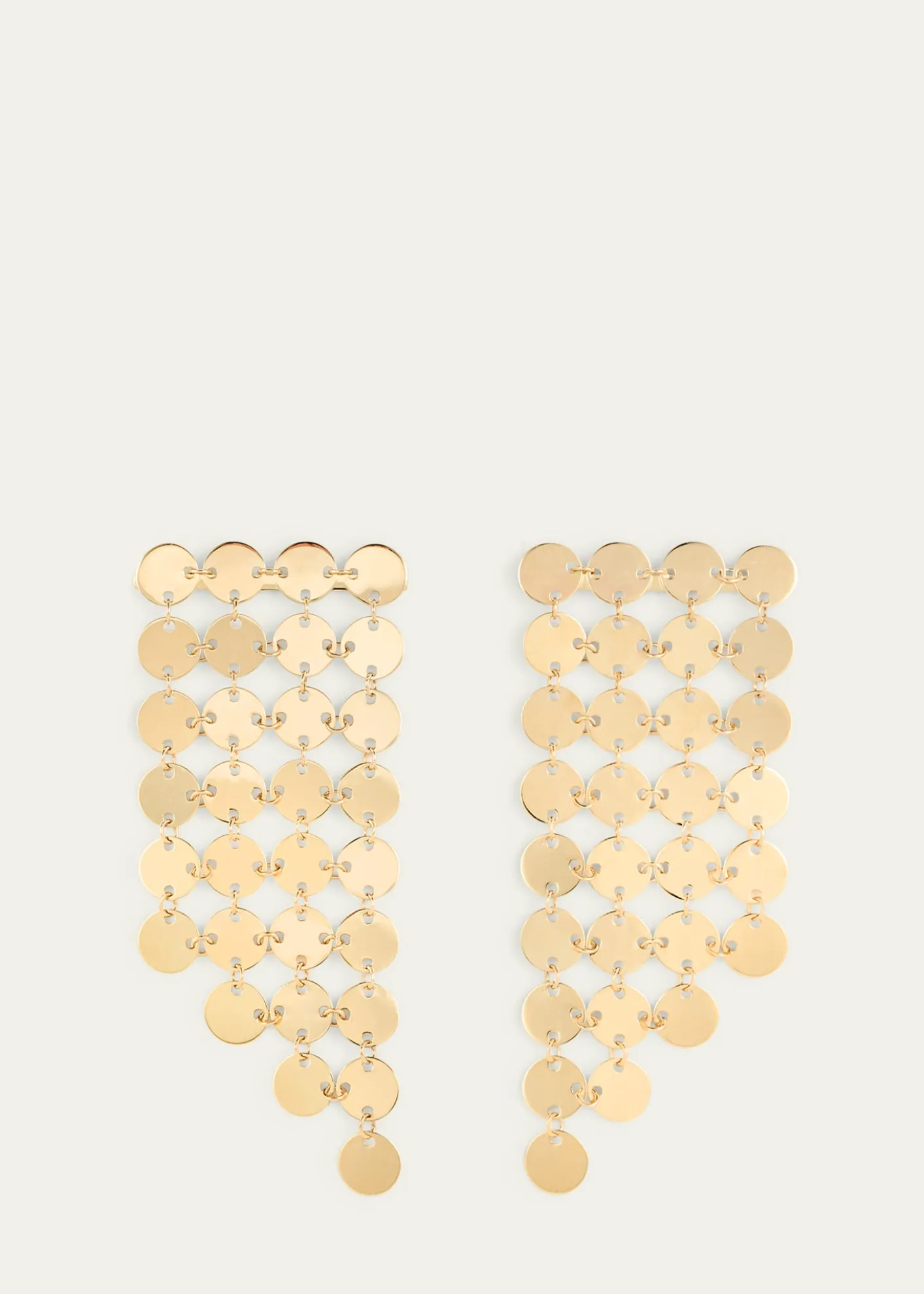 Lana14K Yellow Gold 4-Strand Laser Disc Chainmail Fringe Earrings