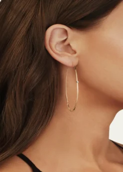 LanaLarge 14K Oval Magic Hoop Earrings with Diamonds