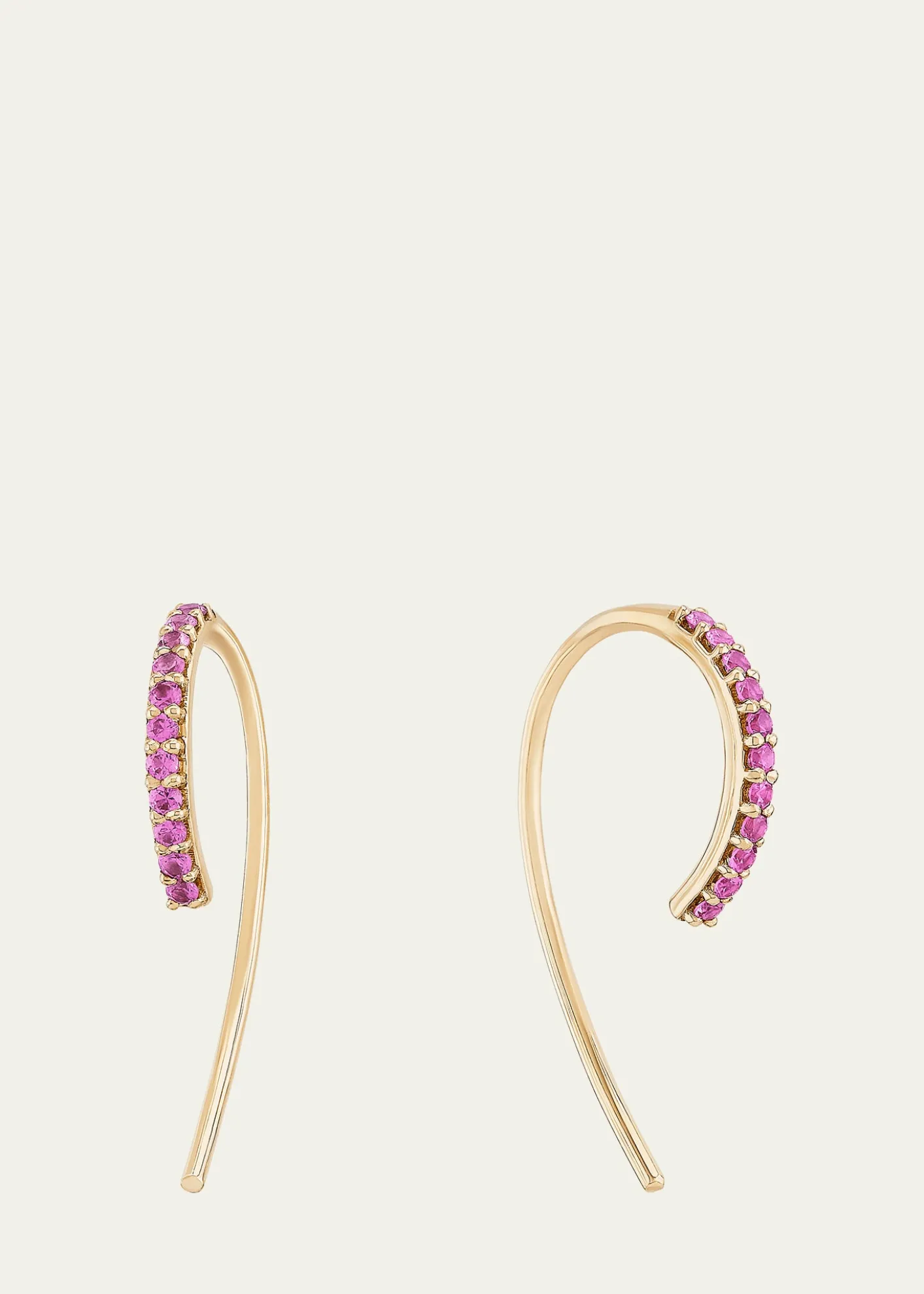 LanaMini Pink Sapphire Hooked on Hoop Earrings, 15mm