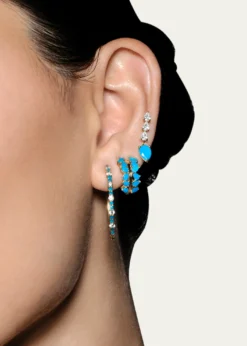LanaSmall Turquoise and Diamond Hoop Earrings, 30mm