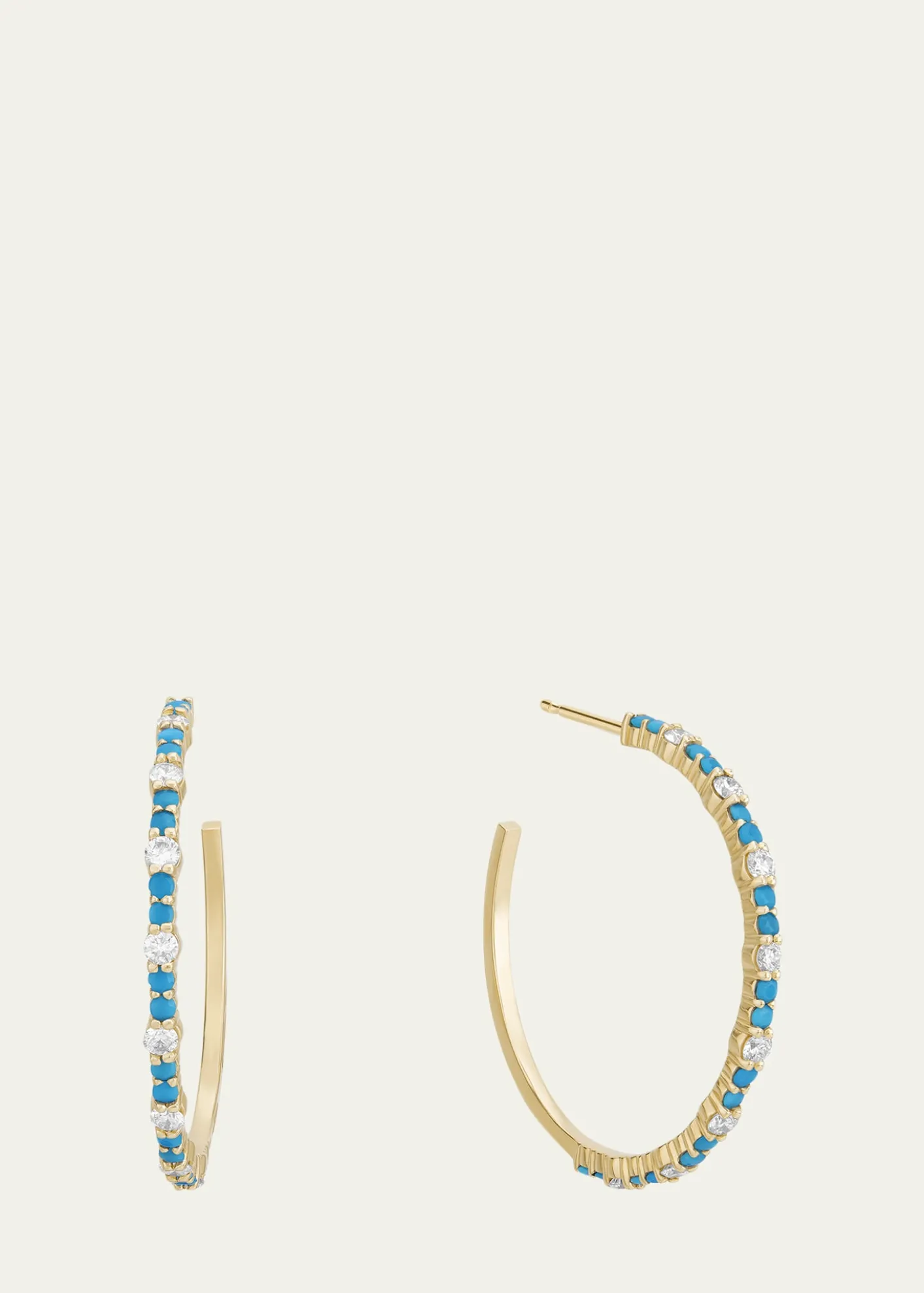 LanaSmall Turquoise and Diamond Hoop Earrings, 30mm