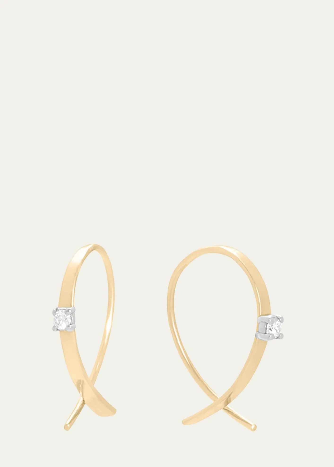 LanaSolo Mini Flat Upside Down Hoops with Diamonds