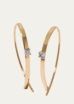 LanaSolo Mini Flat Upside Down Hoops with Diamonds