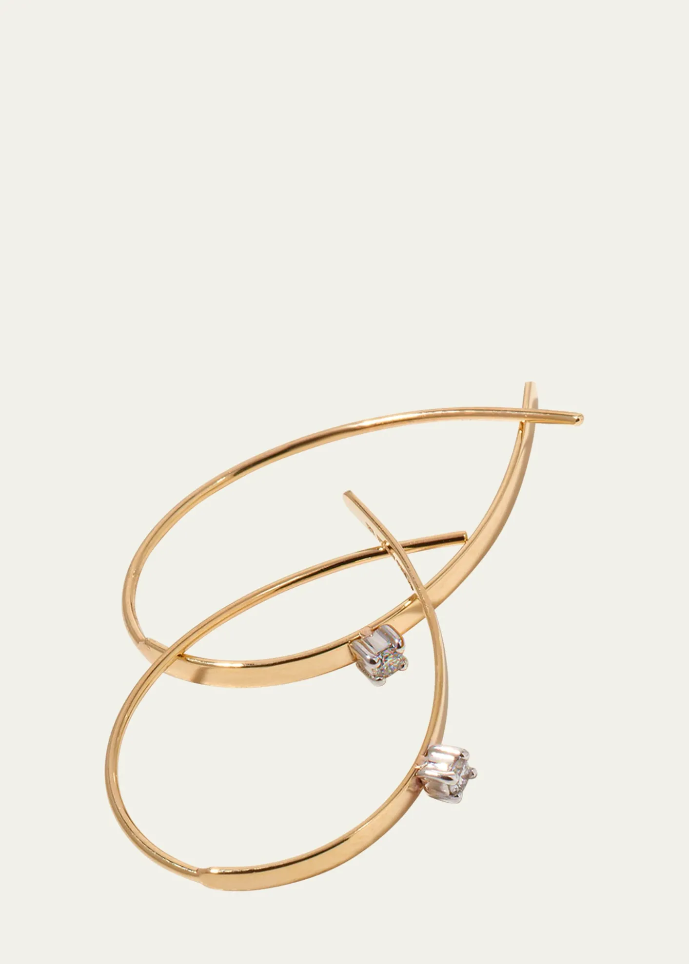 LanaSolo Mini Flat Upside Down Hoops with Diamonds