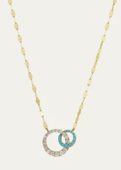 LanaTurquoise and Diamond Interlocking Cusp Necklace