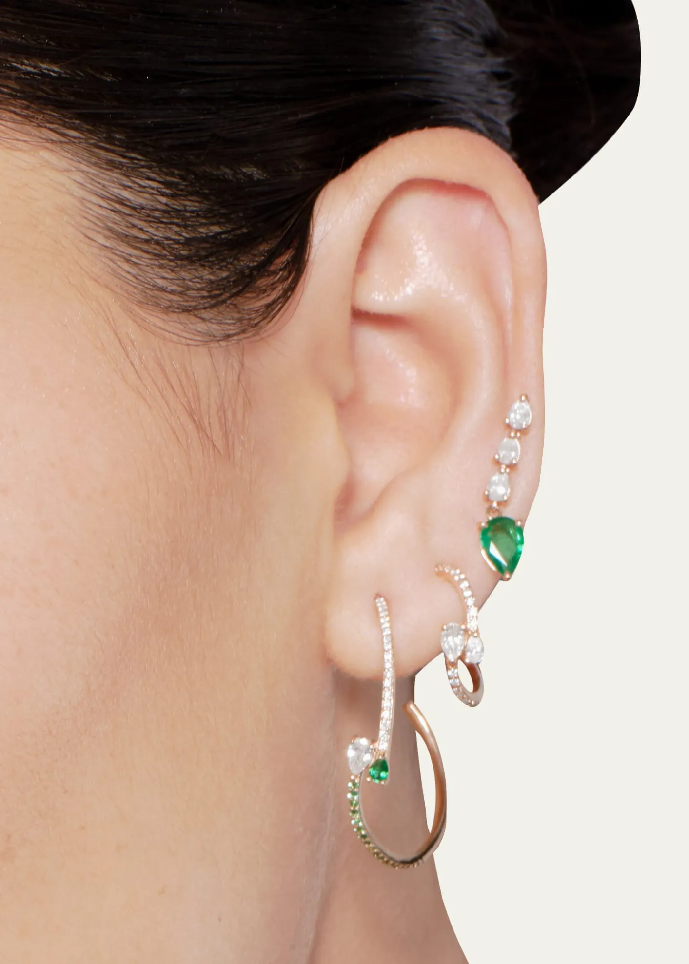 LanaWavey Pear Diamond Huggie Earrings