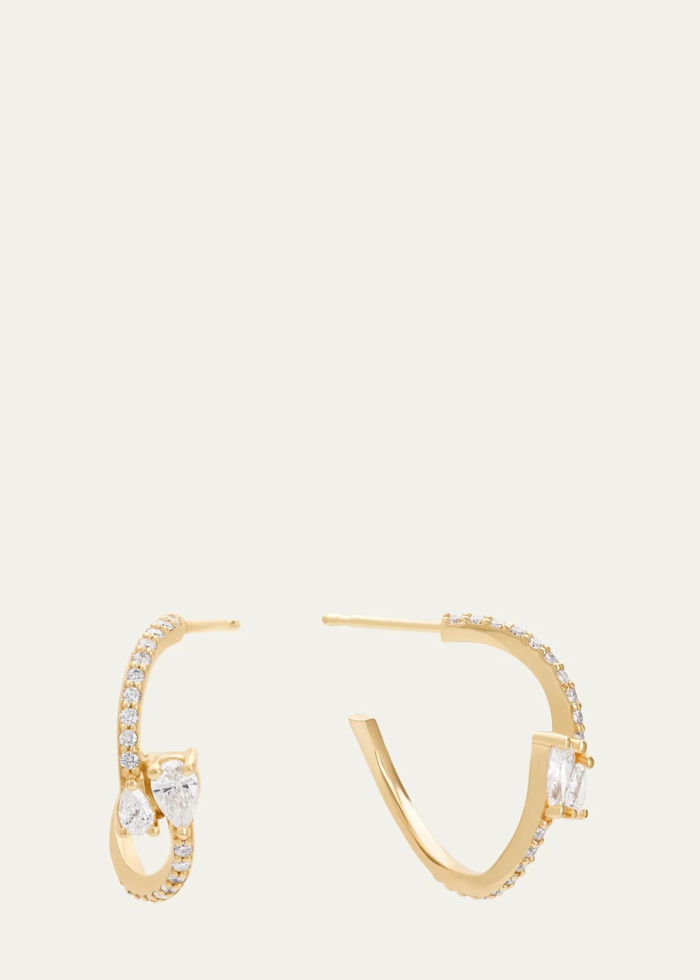 LanaWavey Pear Diamond Huggie Earrings