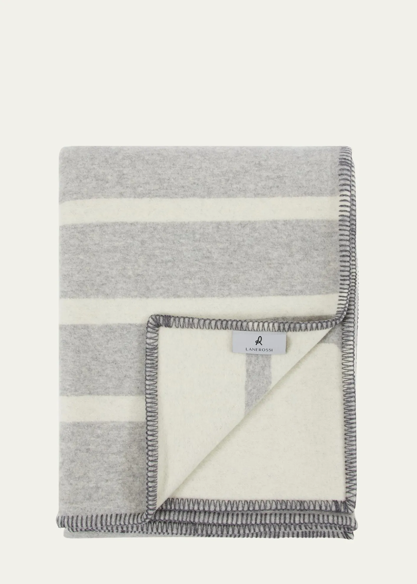 LANEROSSIOptical Double-Face Reversible Wool/Cashmere Throw, 51" x 70"