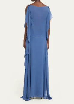 LanvinChain-Strap Silk Ruffle Maxi Dress