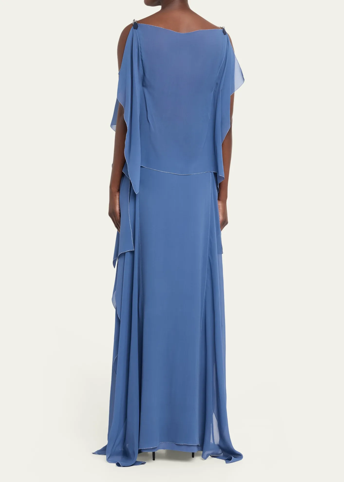 LanvinChain-Strap Silk Ruffle Maxi Dress