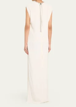 LanvinEmbroidered Charmeuse Dress