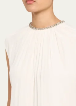 LanvinEmbroidered Charmeuse Dress