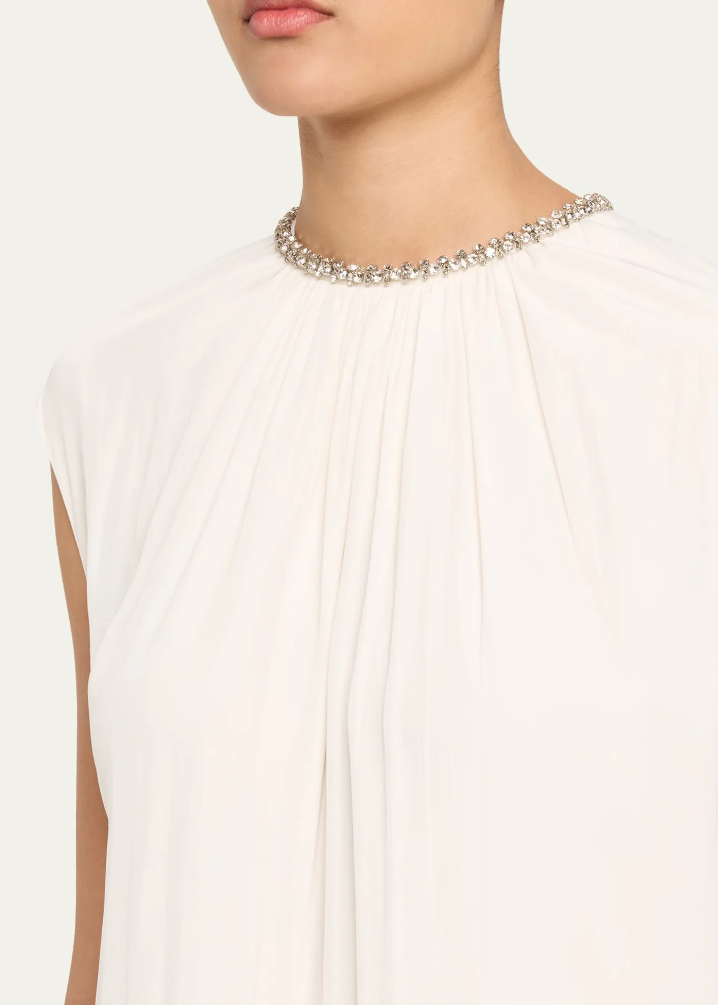 LanvinEmbroidered Charmeuse Dress