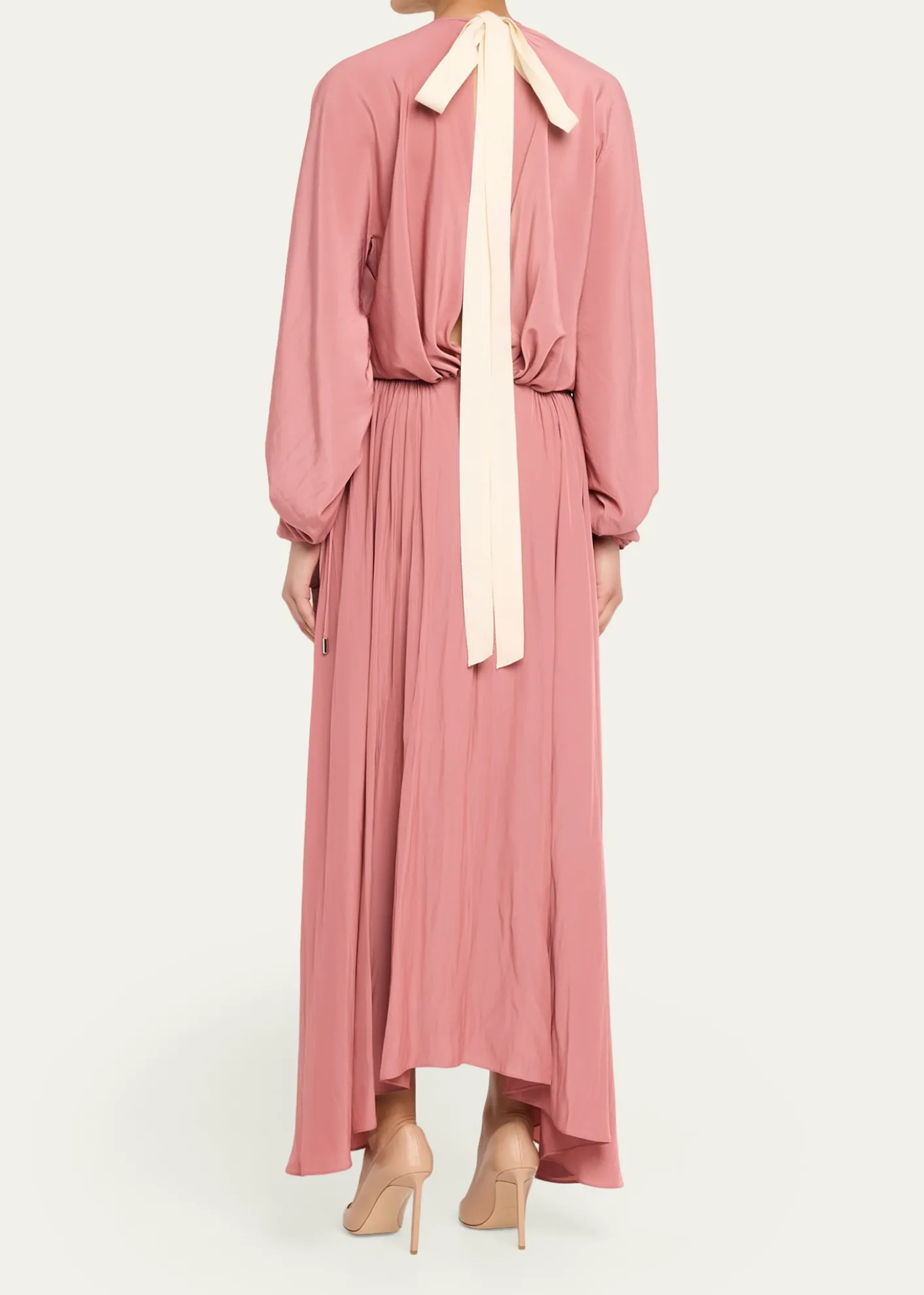 LanvinGathered Charmeuse Long-Sleeve Maxi Dress