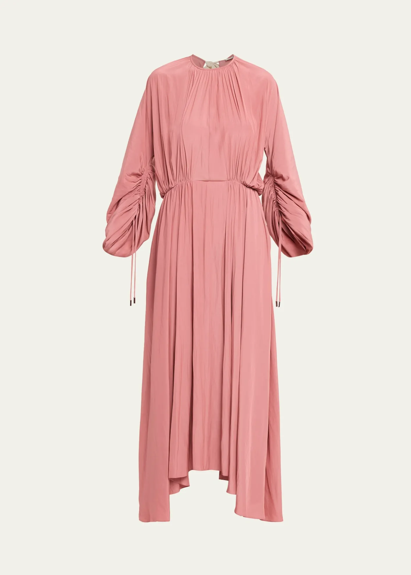 LanvinGathered Charmeuse Long-Sleeve Maxi Dress