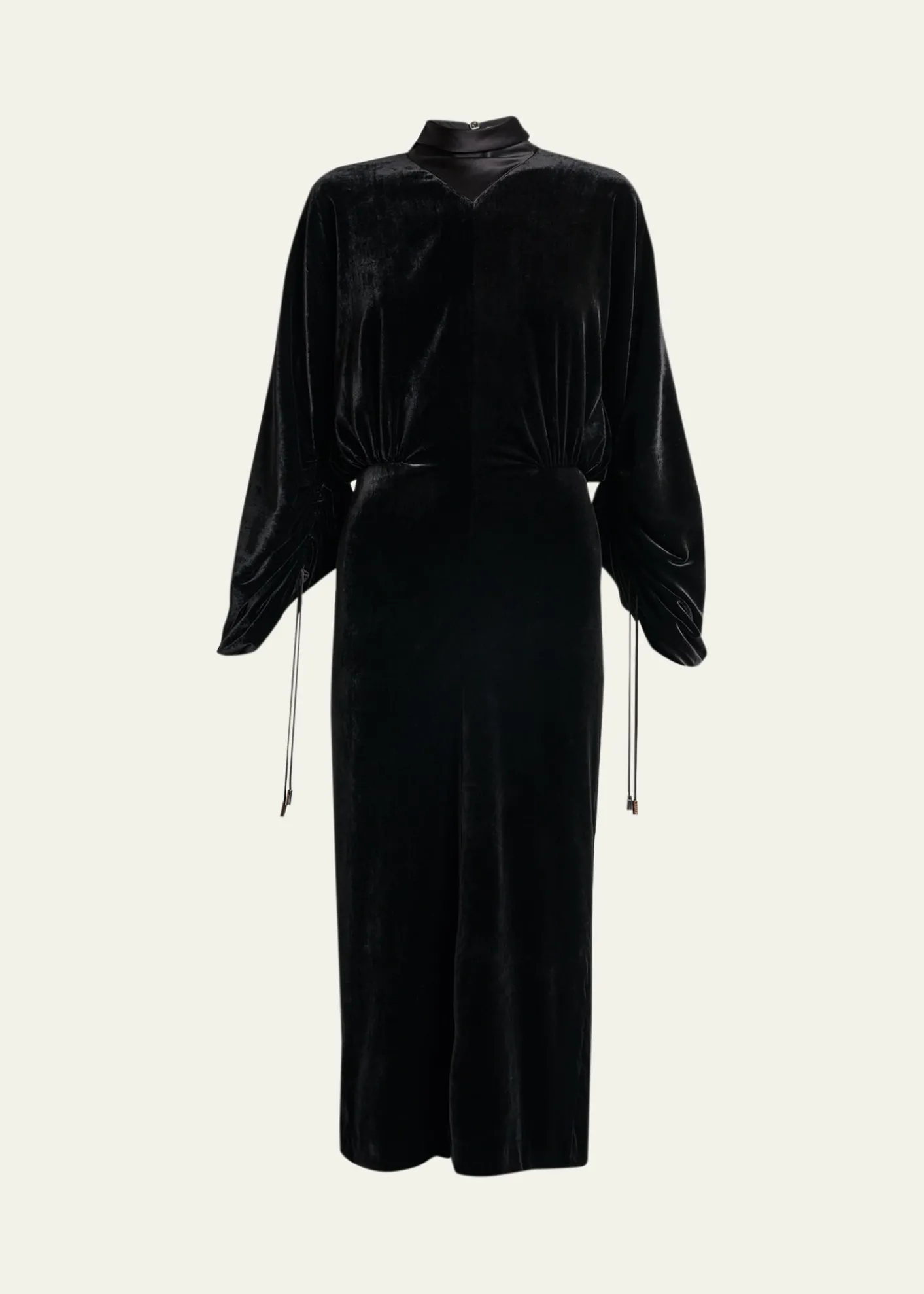 LanvinRuched Bell-Sleeve Velvet Maxi Dress