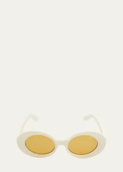 LAPIMAMirrored Oval Acetate Sunglasses