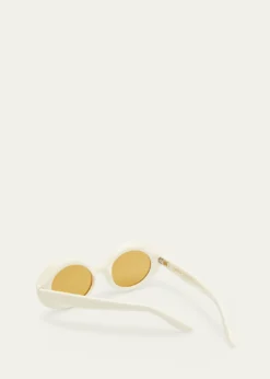 LAPIMAMirrored Oval Acetate Sunglasses