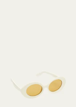 LAPIMAMirrored Oval Acetate Sunglasses