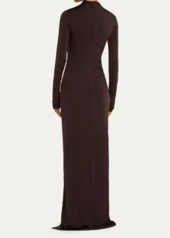 LAPOINTERuched Mock-Neck Jersey Column Gown