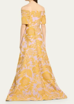 Lela RoseFloral Fil Coupe Off-The-Shoulder Gown
