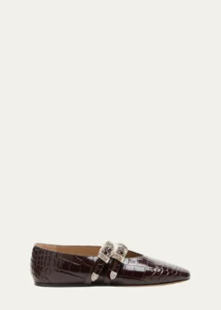 Le Monde BerylClaudia Croc-Effect Leather Ballerina Flats